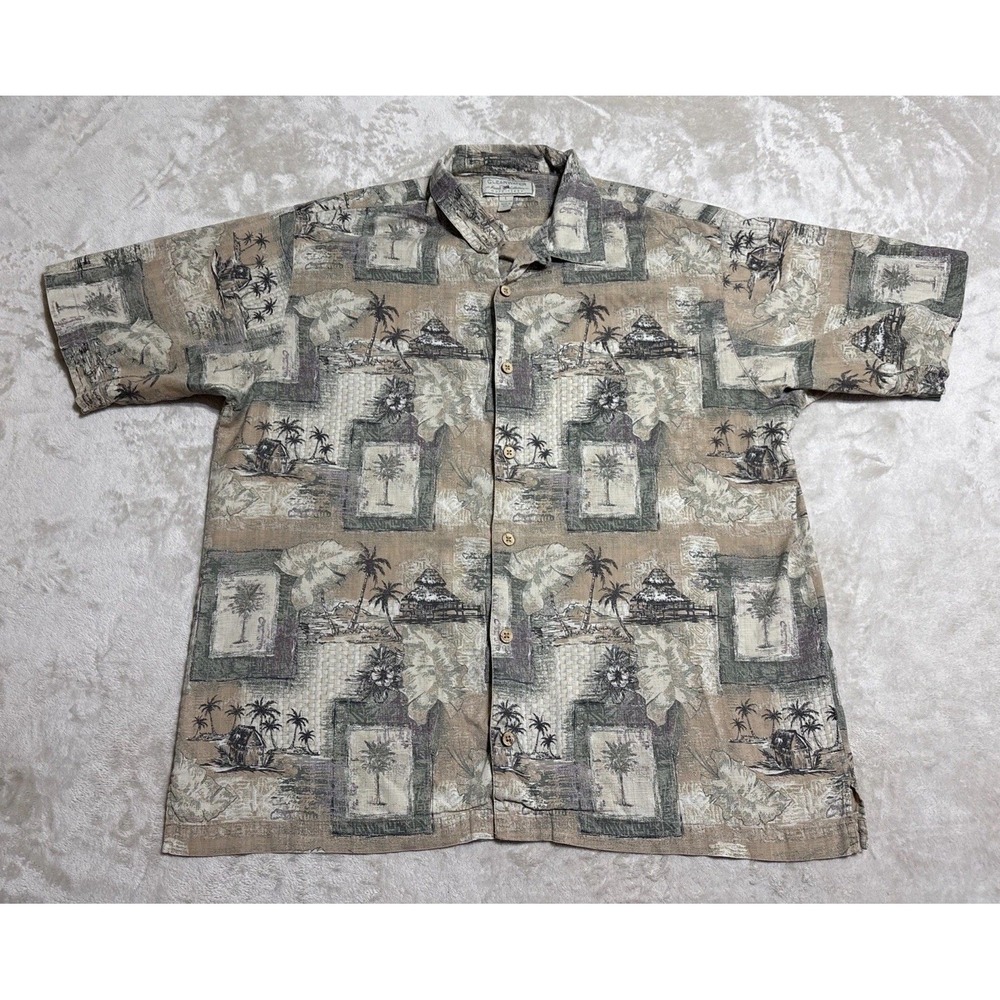 Clearwater Outfitters Resort Wear Palm Tree Shirt Men's Size Large Camp Collar